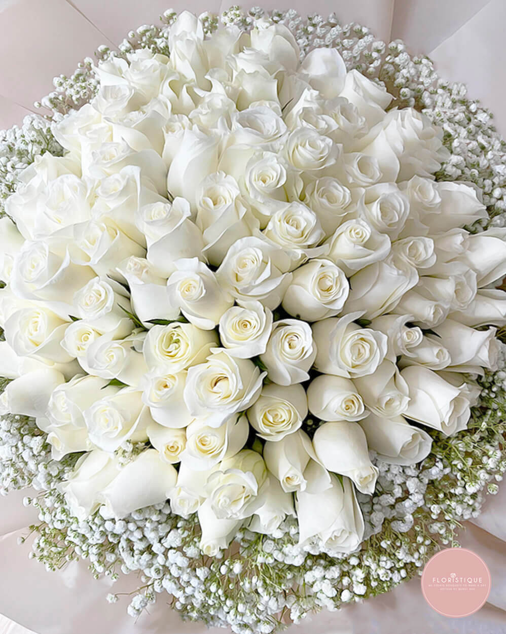 99 White Roses - FloristiqueSG 